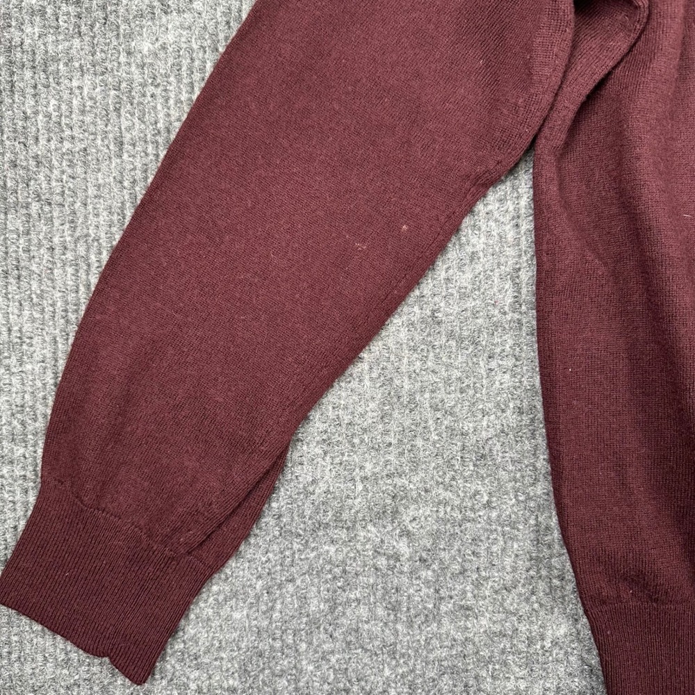 Banana Republic Sweater Mens L Burgundy Argyle Extra Fine Merino Wool V-Neck - Picture 14 of 14